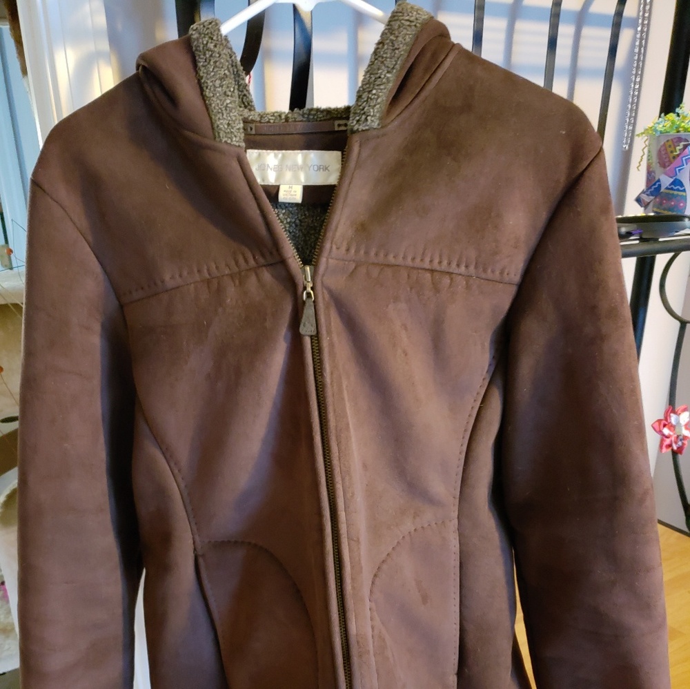 Jones new york brown suede coat size M